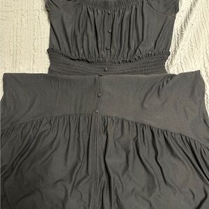 Derek Heart Charcoal Dress with Button Accents